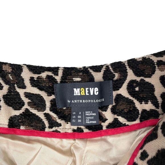 NEW Anthropologie Maeve Kate Leopard Jacquard cropped Trousers pants Size 00 wid - Picture 5 of 10